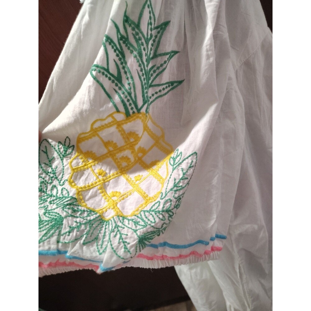 NEW Crown & Ivy Women Plus Sz. 3XL White Dress Embroidered Pineapple Sleeves - Picture 4 of 12